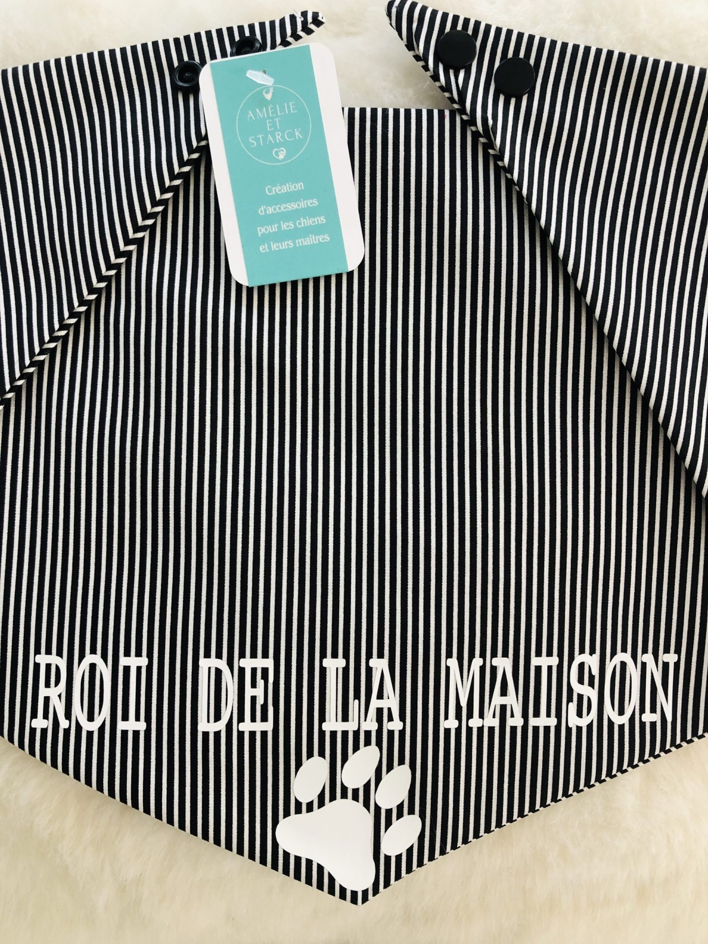 Bandana pour chien noir et blanc personnalisable – Image 7