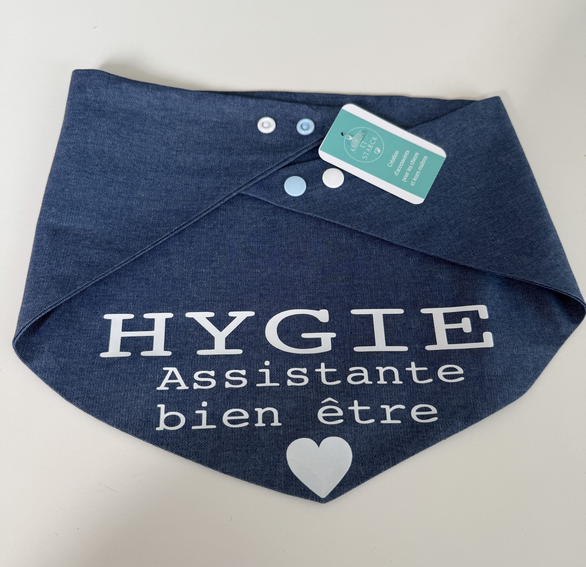 Bandana pour chien en coton jean bleu personnalisable – Image 9