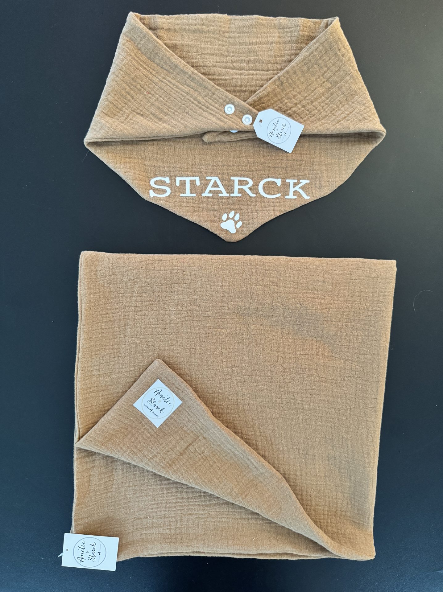 Foulard gaze de coton camel DOG MOM - Taille unique – Image 3