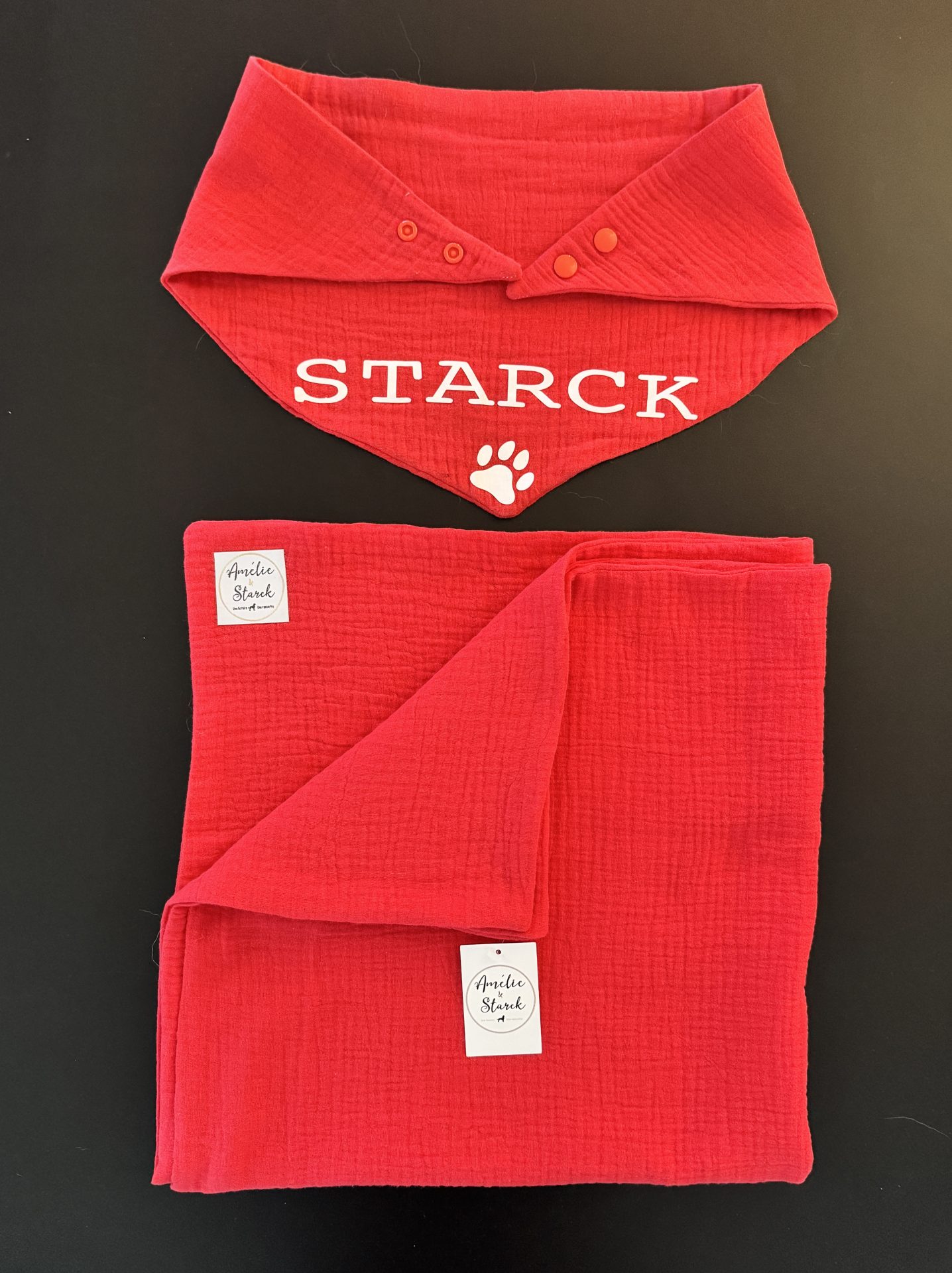 Foulard gaze de coton rouge DOG MOM - Taille unique – Image 3