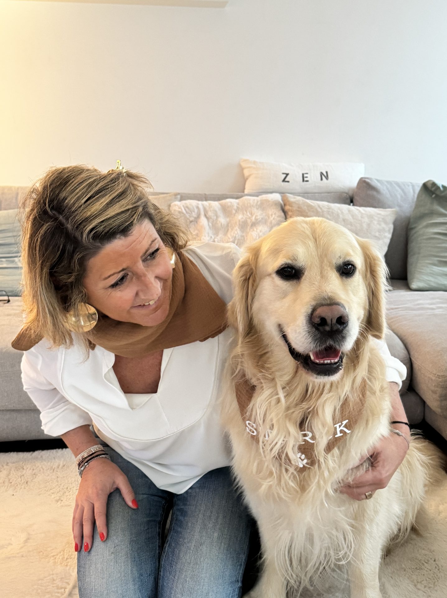 Foulard gaze de coton camel DOG MOM - Taille unique – Image 4