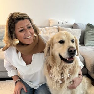 Foulard gaze de coton camel DOG MOM - Taille unique