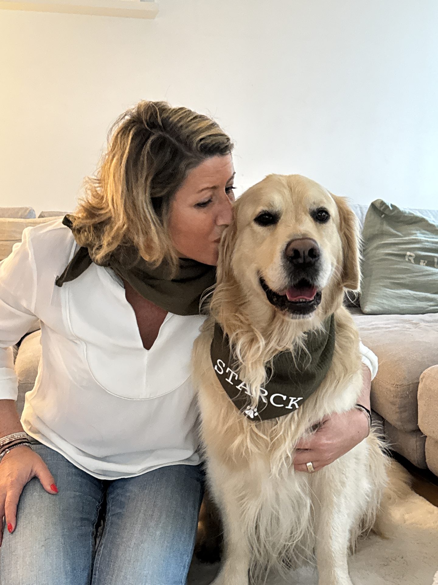 Foulard gaze de coton kaki DOG MOM - Taille unique