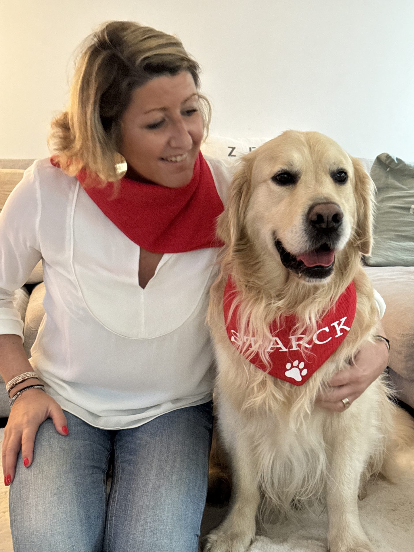 Foulard gaze de coton rouge DOG MOM - Taille unique – Image 4