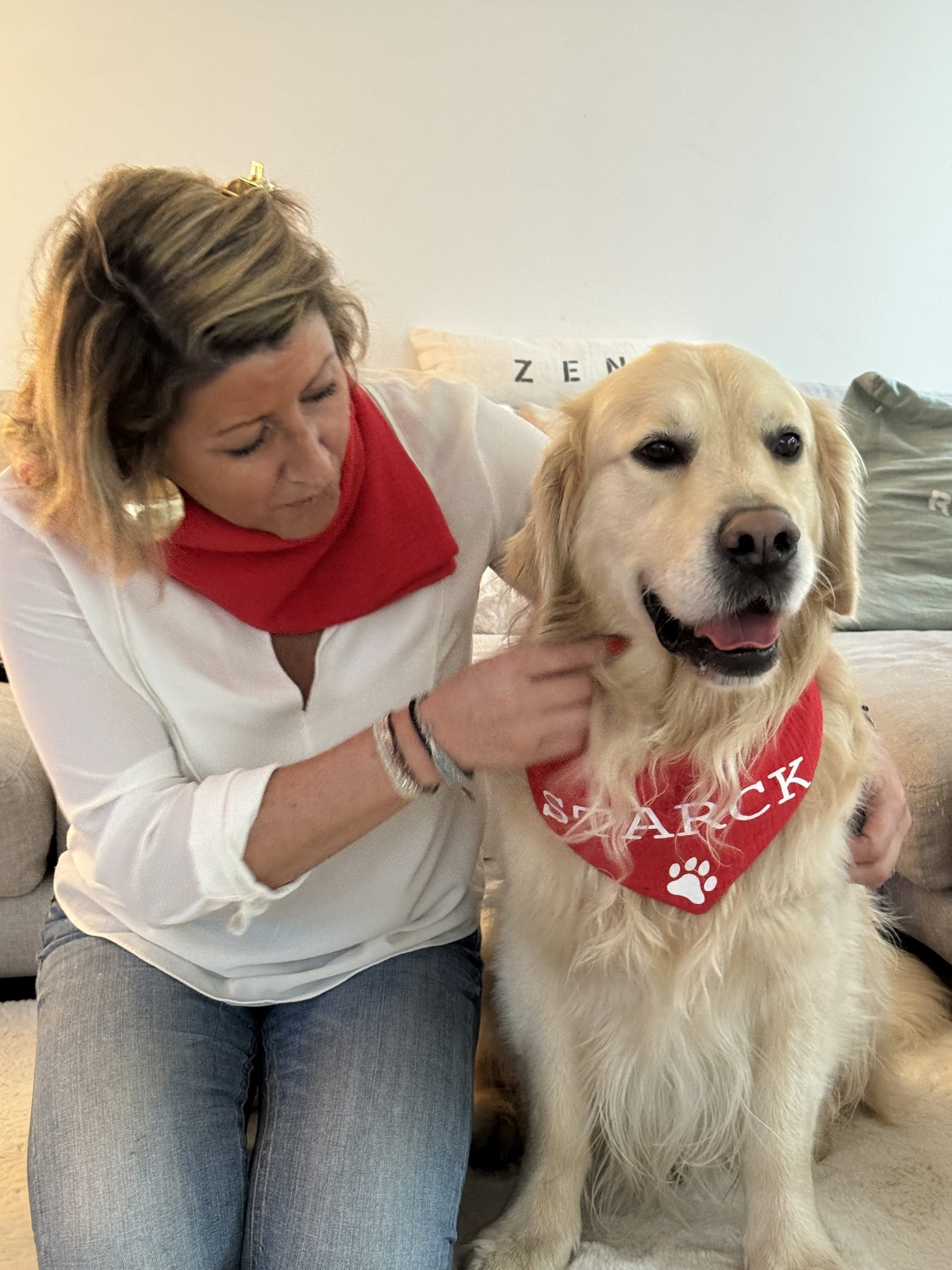 Foulard gaze de coton rouge DOG MOM - Taille unique