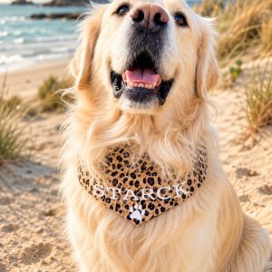 Bandana pour Chien Personnalisable - Gaze de coton léopard XS à XL